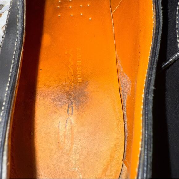 Santoni Black Leather Oxford Loafers Shoes Men’s 9 main image 11